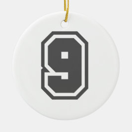 Nummer 9 keramisch ornament