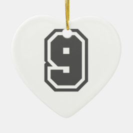 Nummer 9 keramisch ornament