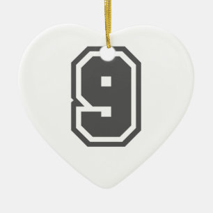 Nummer 9 keramisch ornament