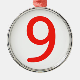 Nummer 9 metalen ornament