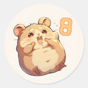 Nummer Acht Anime Hamster Ronde Sticker