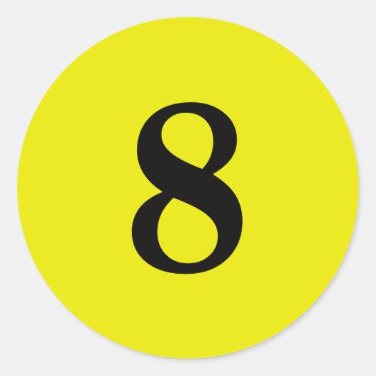 Nummer Acht planning simpel 8 geel zwart Ronde Sticker (Voorkant)