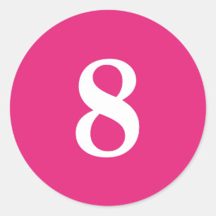 Nummer Acht planningsbenodigdheden eenvoudig 8 roz Ronde Sticker