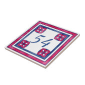 Nummer blauwe en rode grote kamer tegeltje (Zijkant)