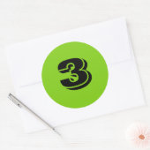 Nummer Drie Grote Ronde Groene Stickers van Janz (Envelop)