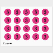 Nummer drie planning benodigdheden simpel 3 roze z ronde sticker (Vel)