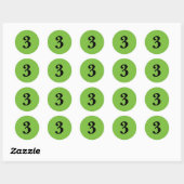 Nummer drie planning eenvoudig 3 groen zwart ronde sticker (Vel)