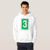 Nummer drie witte en groene hoodie (Voorkant volledig)