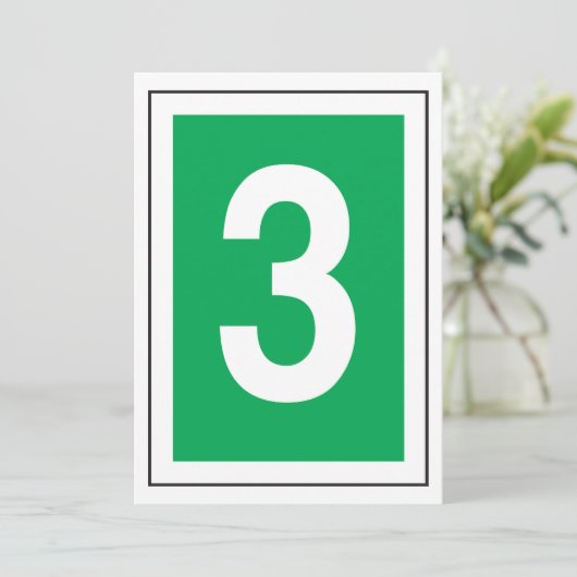 Nummer drie witte en groene uitnodiging (Staand voorkant)
