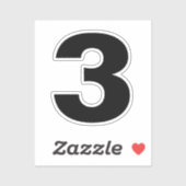 Nummer drie zwarte en witte sticker (Vel)