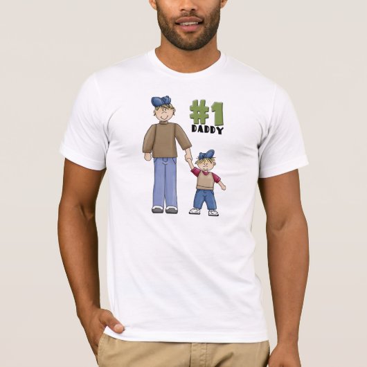 Nummer één, #1 Pap vader en jongen kind T-shirt (Voorkant)