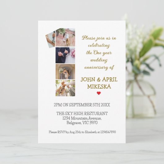 Nummer Een Aangepaste Foto Trouwen Jubileum Kaart (Staand voorkant)