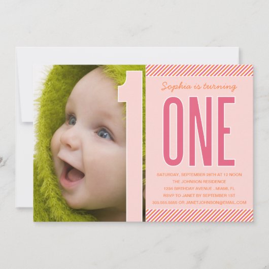 NUMMER ÉÉN | EERSTE BIRTHDAY-INVITATIE KAART (Voorkant)