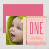 NUMMER ÉÉN | EERSTE BIRTHDAY-INVITATIE KAART (Voorkant / Achterkant)