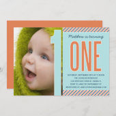 NUMMER ÉÉN | EERSTE BIRTHDAY-INVITATIE KAART (Voorkant / Achterkant)