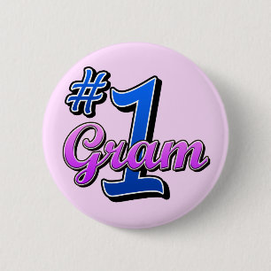 Nummer één gram ronde button 5,7 cm