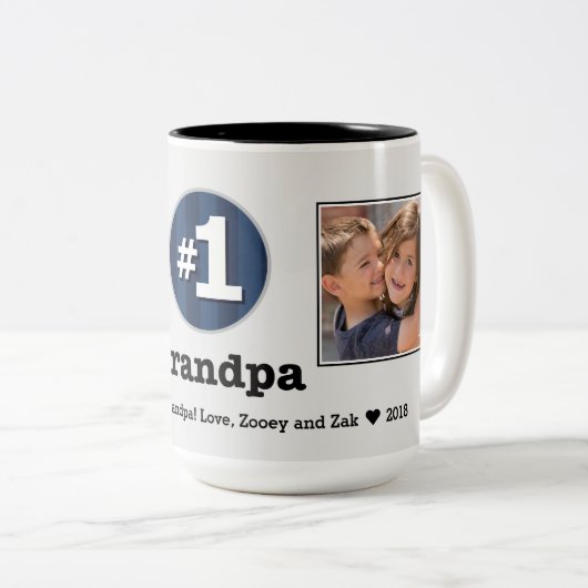 Nummer een opa 2 aangepaste foto Mok (Voorkant rechts)