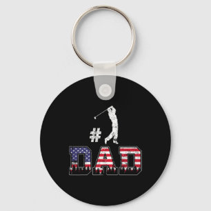 Nummer één papa golfshirt Vaderdag Amerikaanse vla Sleutelhanger