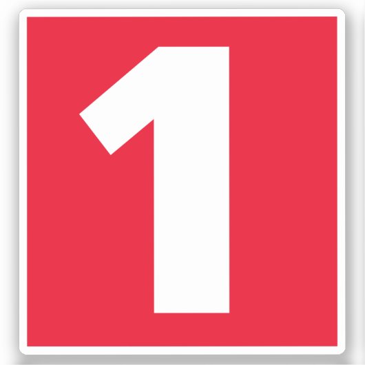 Nummer één rode en witte sticker (Voorkant)