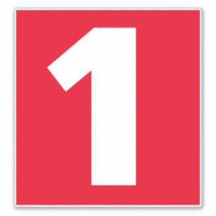 Nummer één rode en witte sticker