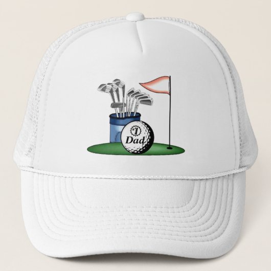Nummer één vader/moeder/zoon... Persoonlijk Golf Trucker Pet (Voorkant)