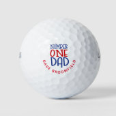 Nummer één vader Naam Red Blue Funky Typografie Golfballen (Voorkant)