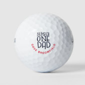 Nummer één vader zwarte naam Rode Typografie Golfballen (Voorkant)