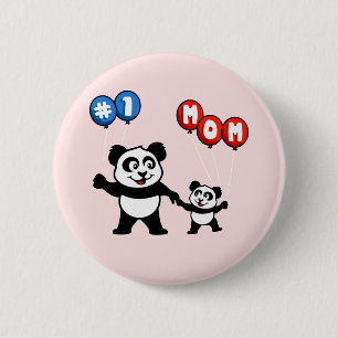 Nummer één van de familie Mam Panda Ronde Button 5,7 Cm