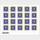 Nummer negen vierkante sticker (Vel)