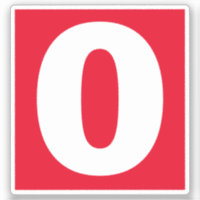 Nummer nul Rood en Witte sticker
