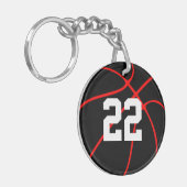 Nummer of Initialen van de Red & Black Basketball  Sleutelhanger (Voorkant Links)