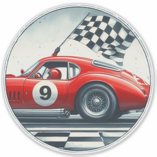  nummer race auto sticker (Voorkant)