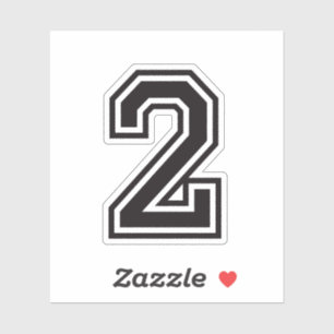 Nummer twee 2 sportief universiteitslettertype sticker