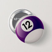 NUMMER TWELVE BILLIARDS BALL RONDE BUTTON 5,7 CM (Voorkant /achterkant)