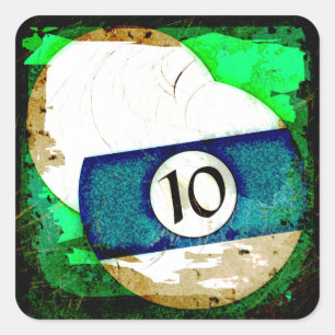 NUMMER VAN DE BILLIARDS BALL 10 VIERKANTE STICKER