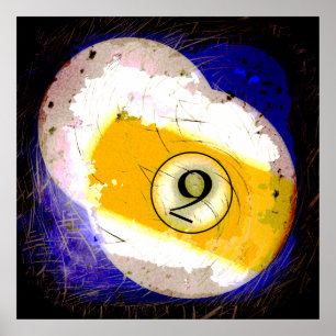 NUMMER VAN HET BILARDS BALL 9 POSTER