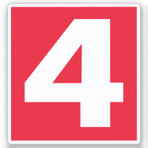 Nummer Vier Rood en Witte Sticker