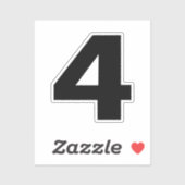 Nummer vier zwarte en witte sticker (Vel)