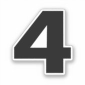 Nummer vier zwarte en witte sticker (Voorkant)