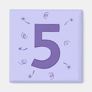 Nummer vijf Paarse sterren linten Sparklers magnet Magneet