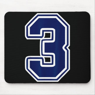Nummer wit donkerblauw 3 sportteam fan muismat