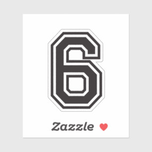 Nummer zes 6 sportlettertype sticker