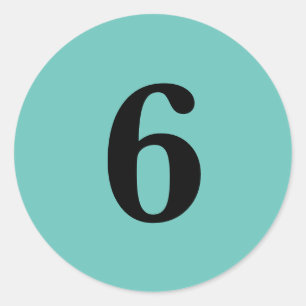 Nummer zes planning benodigdheden eenvoudig 6 aqua ronde sticker