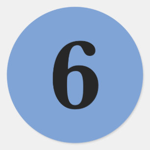 Nummer zes planning benodigdheden eenvoudig 6 blau ronde sticker