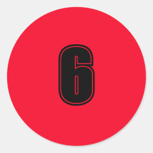 Nummer zes planning benodigdheden eenvoudig 6 rood ronde sticker