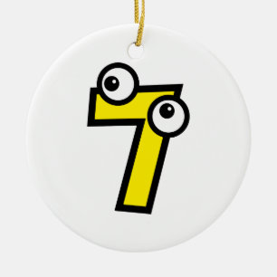 Nummer zeven keramisch ornament