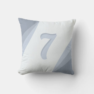 Nummer Zeven op Zilver Grijs Blauw Shades Kussen