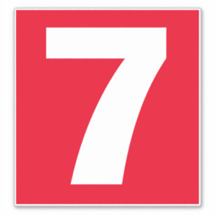 Nummer zeven rode en witte sticker