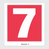 Nummer zeven rode en witte sticker (Vel)