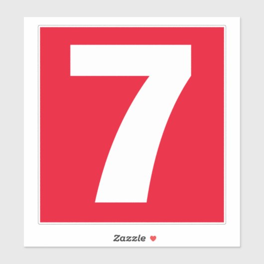 Nummer zeven rode en witte sticker (Vel)